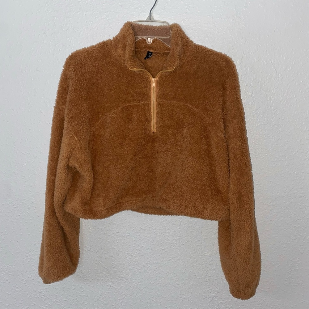 Zaful soft cropped half zip sweatshirt